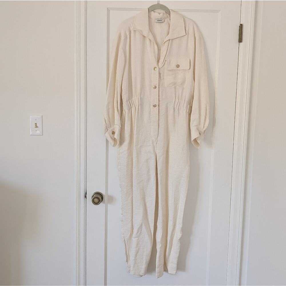 Sandro Cream Long-Sleeve Jumpsuit - Picture 3 of 16